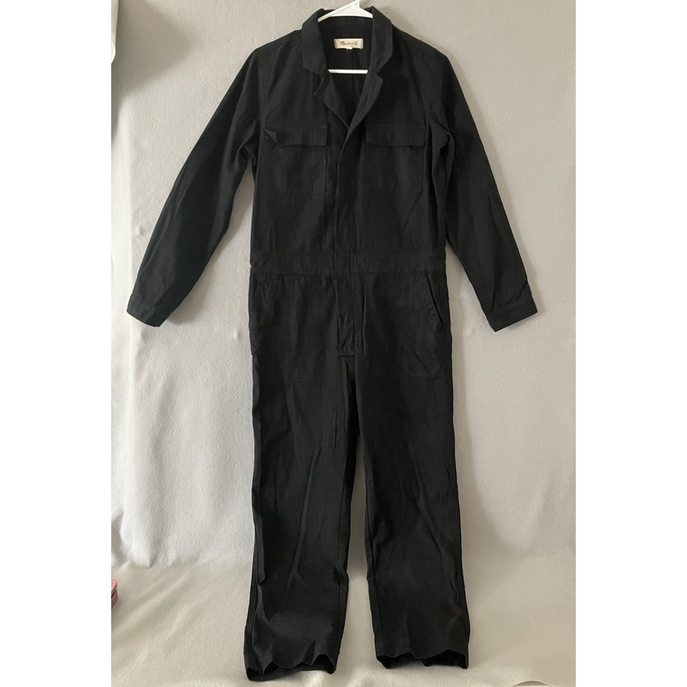 Madewell Signature Coverall Jumpsuit Size S Utility Workwear Button Front Black